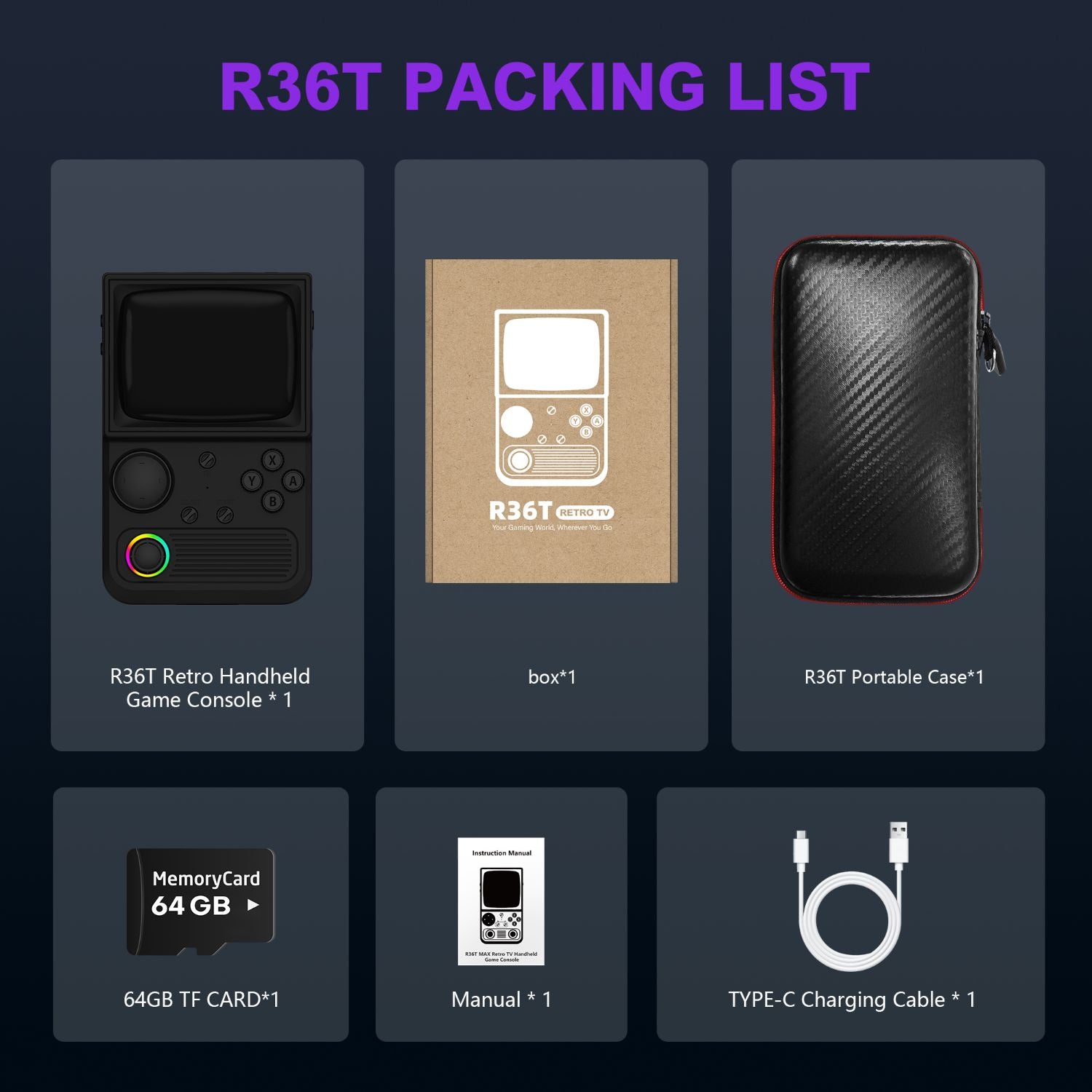 R36T Retro Handheld Game Console