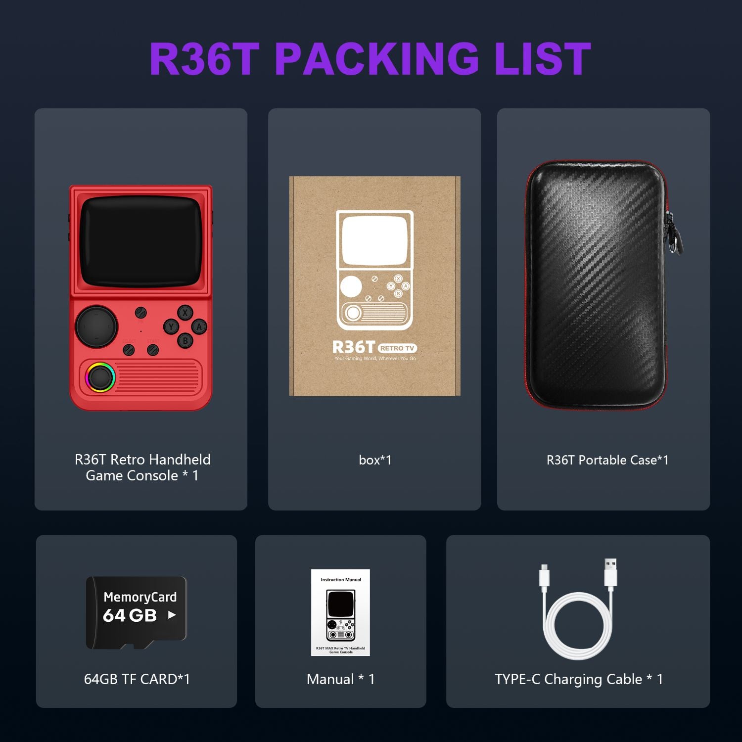 R36T Retro Handheld Game Console