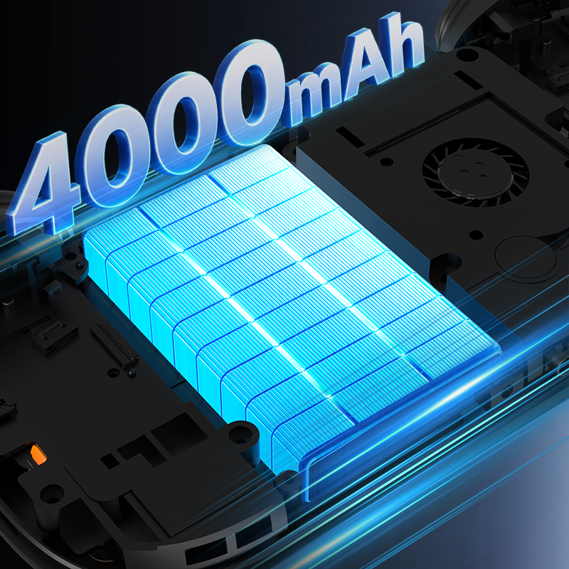 AISLPC Pocket AIS handheld console battery feature image showing a 4000mAh battery for long-lasting portable gaming.